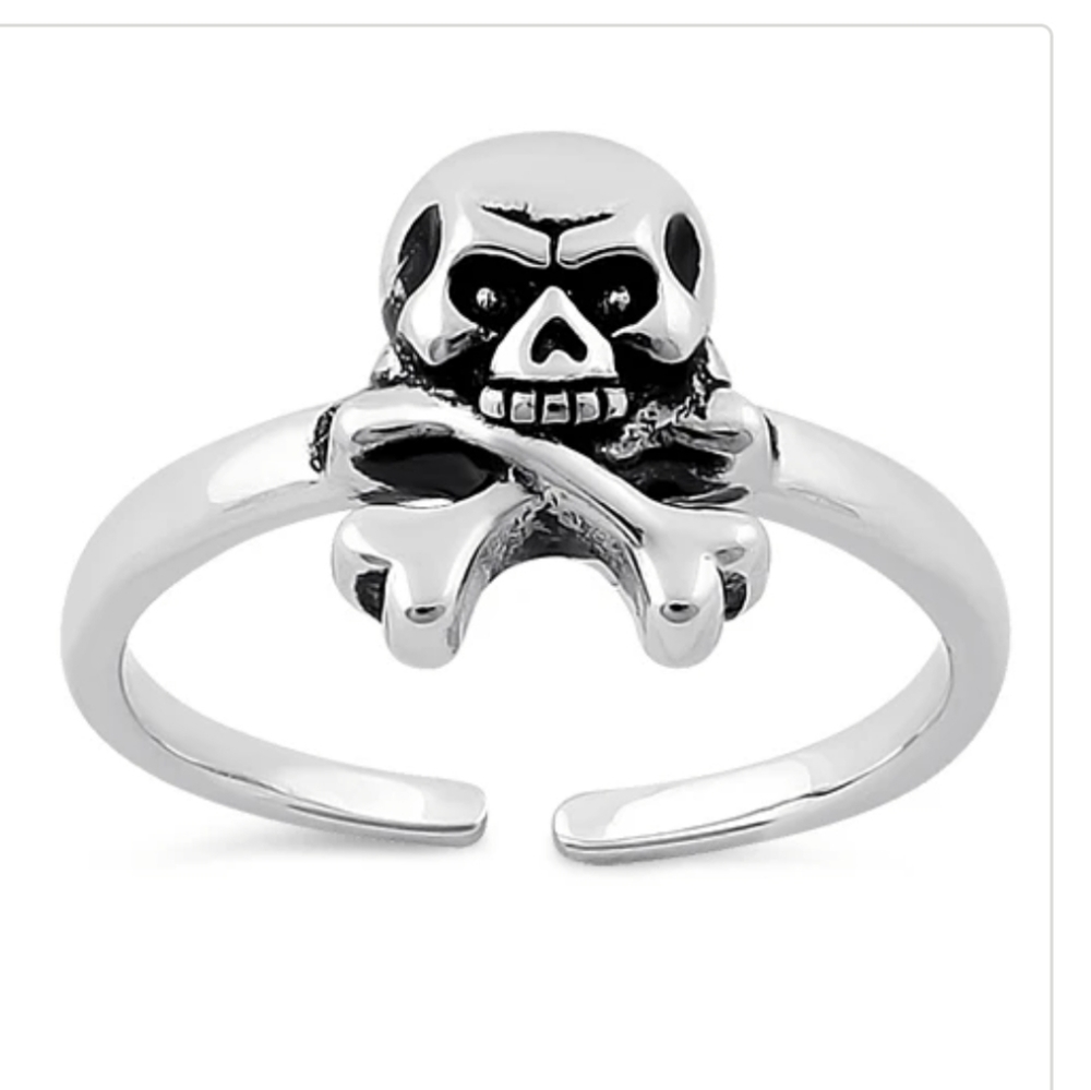 -Sterling Silver Skull Toe Ring - Picture 3 of 7